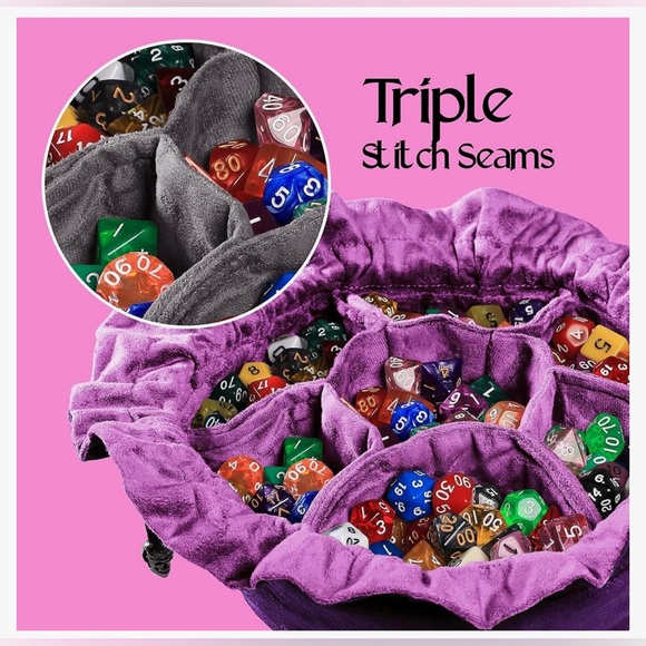 CardKingPro Immense Dice Bags with Pockets - Black - Capacity Holds 150 Dice - Picture 4 of 7